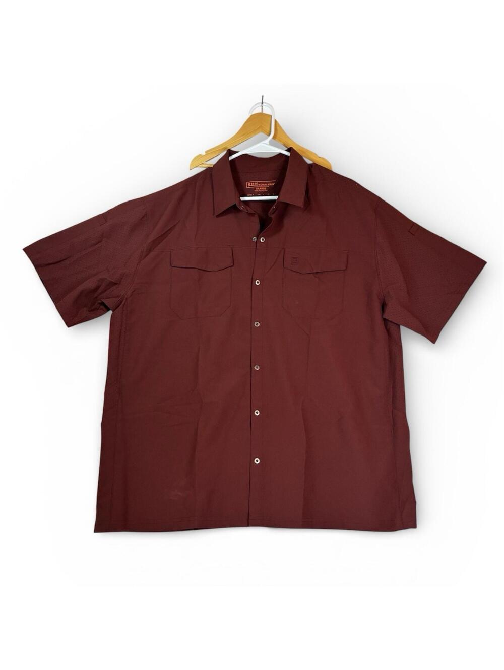 5.11 Tactical Shirt Mens XL maroon Short Sleeve Vented Mesh Button Up TAC-U30